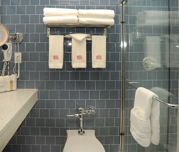 Folded hotel towels and linens